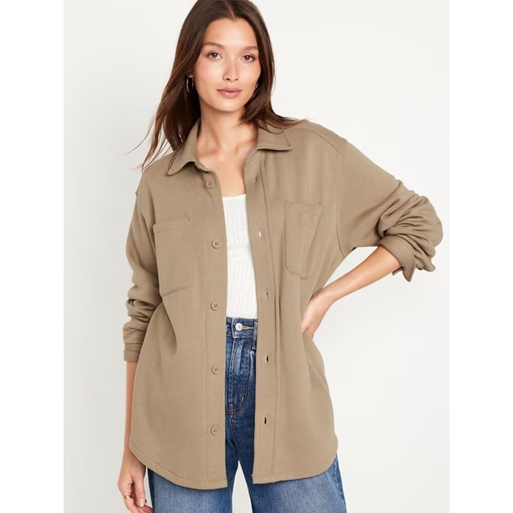 Old Navy | NWT Women's Oversized Fleece Tunic Shacket with Pockets Button Up 2X